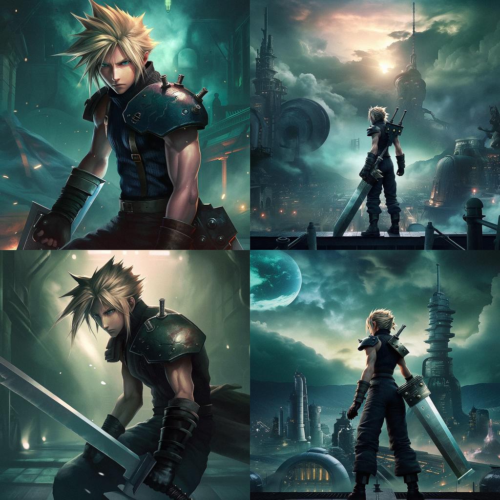 Final Fantasy VII style, Midjourney V5, render 1 of 4