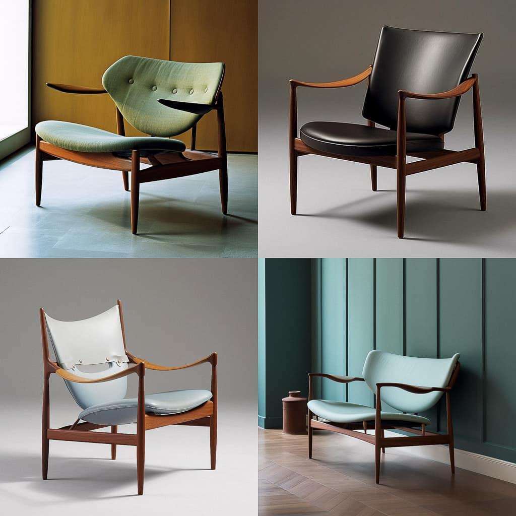 Finn Juhl style, Midjourney V5, render 1 of 4
