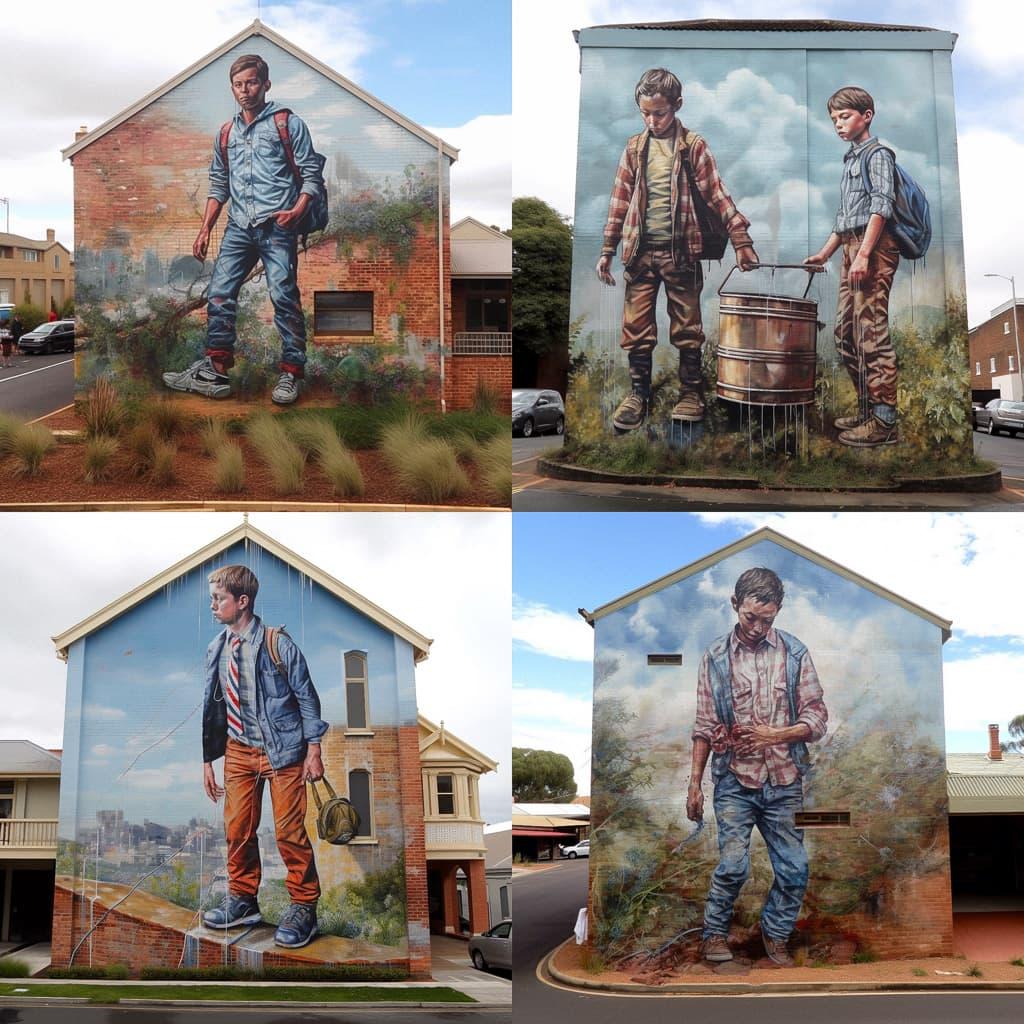 Fintan Magee style, Midjourney V5, render 1 of 4