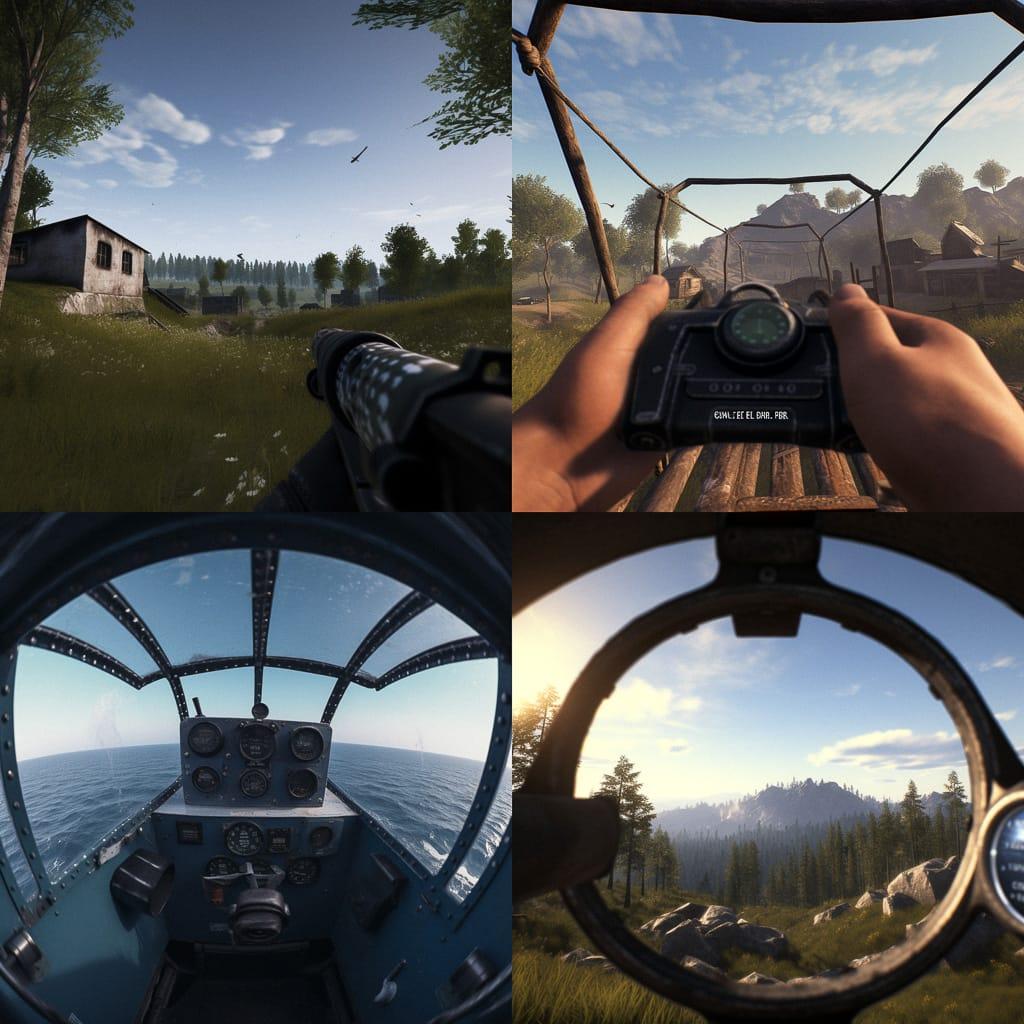 First-person view style, Midjourney V5, render 1 of 4