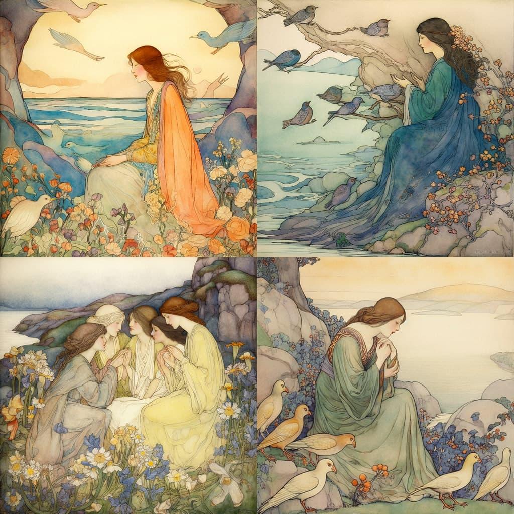 Florence Harrison style, Midjourney V5, render 1 of 4