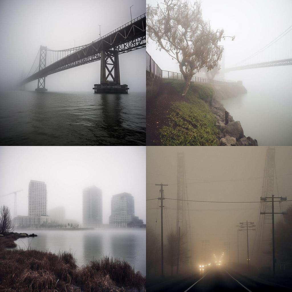 Foggy style, Midjourney V5, render 1 of 4