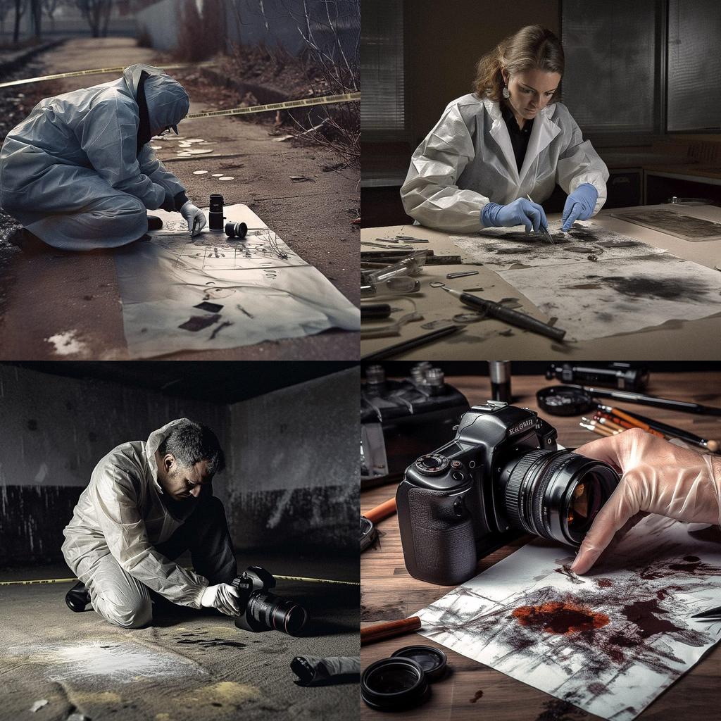 Forensic photography style, Midjourney V5, render 1 of 4