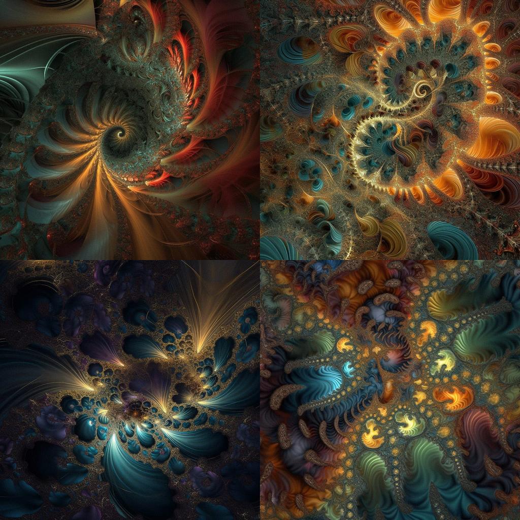 Fractal art style, Midjourney V5, render 1 of 4