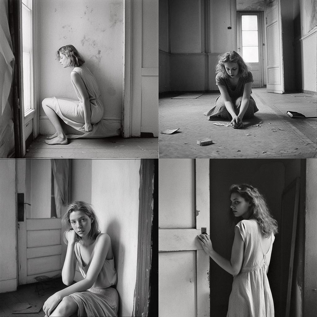 Francesca Woodman style, Midjourney V5, render 1 of 4