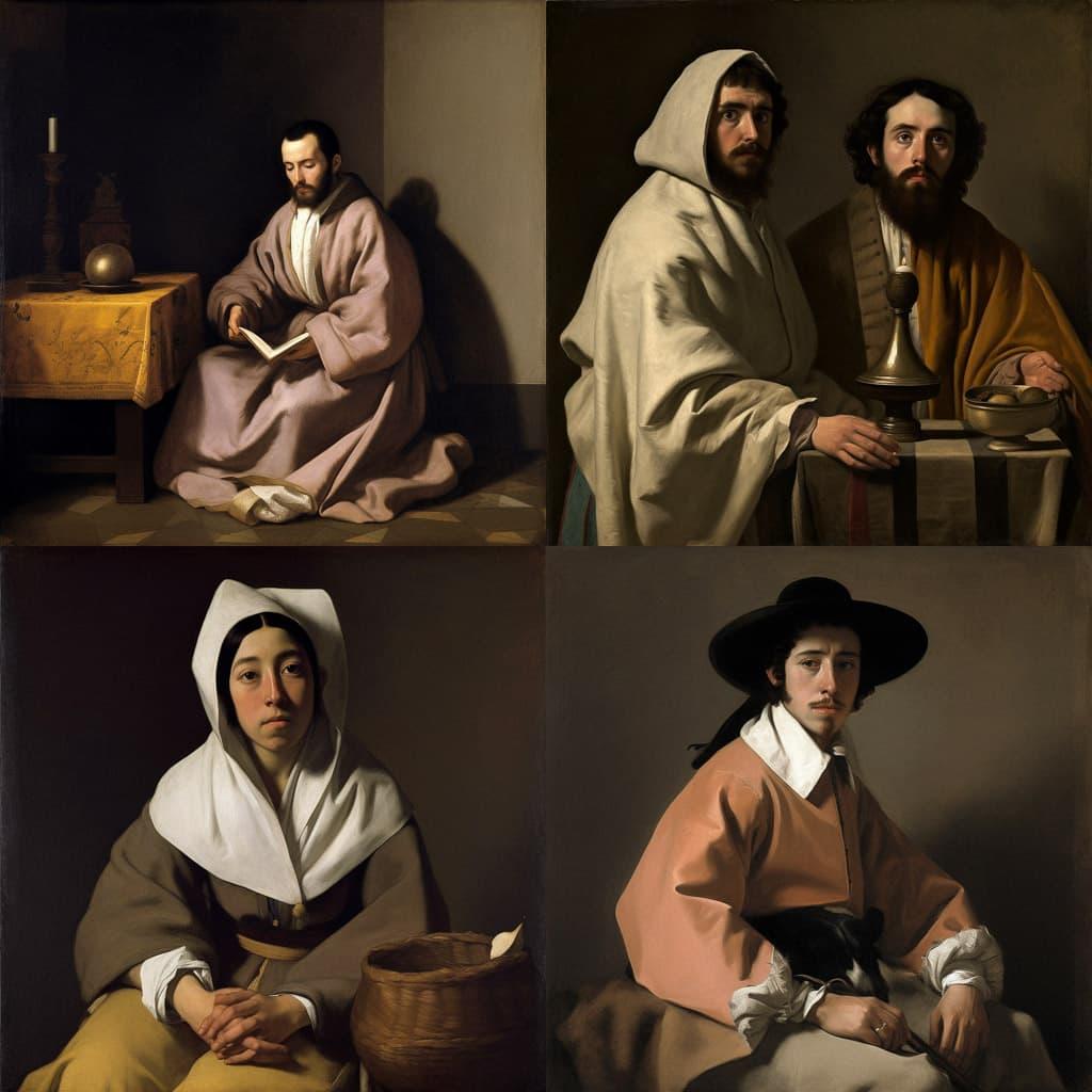 Francisco de Zurbaran style, Midjourney V5, render 1 of 4