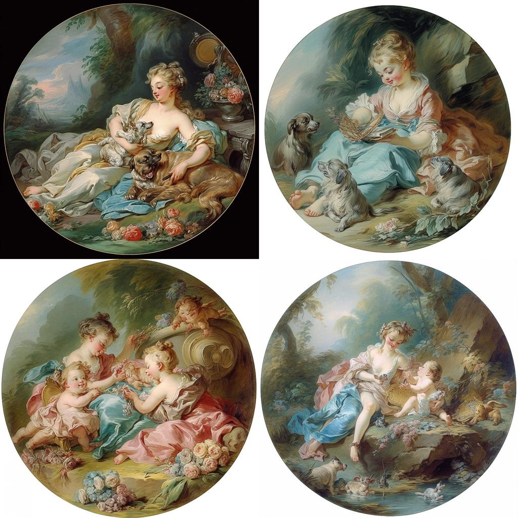 Francois Boucher style, Midjourney V5, render 1 of 4