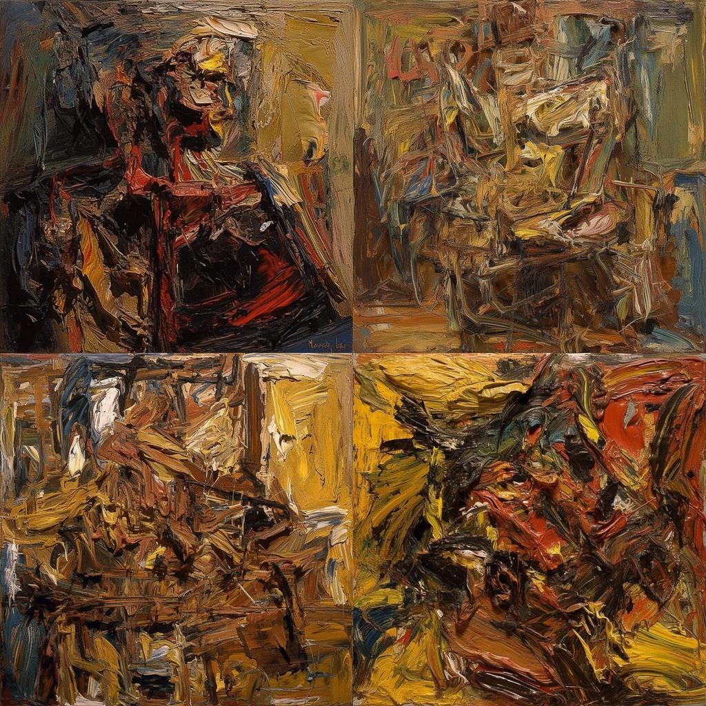 Frank Auerbach style, Midjourney V5, render 1 of 4