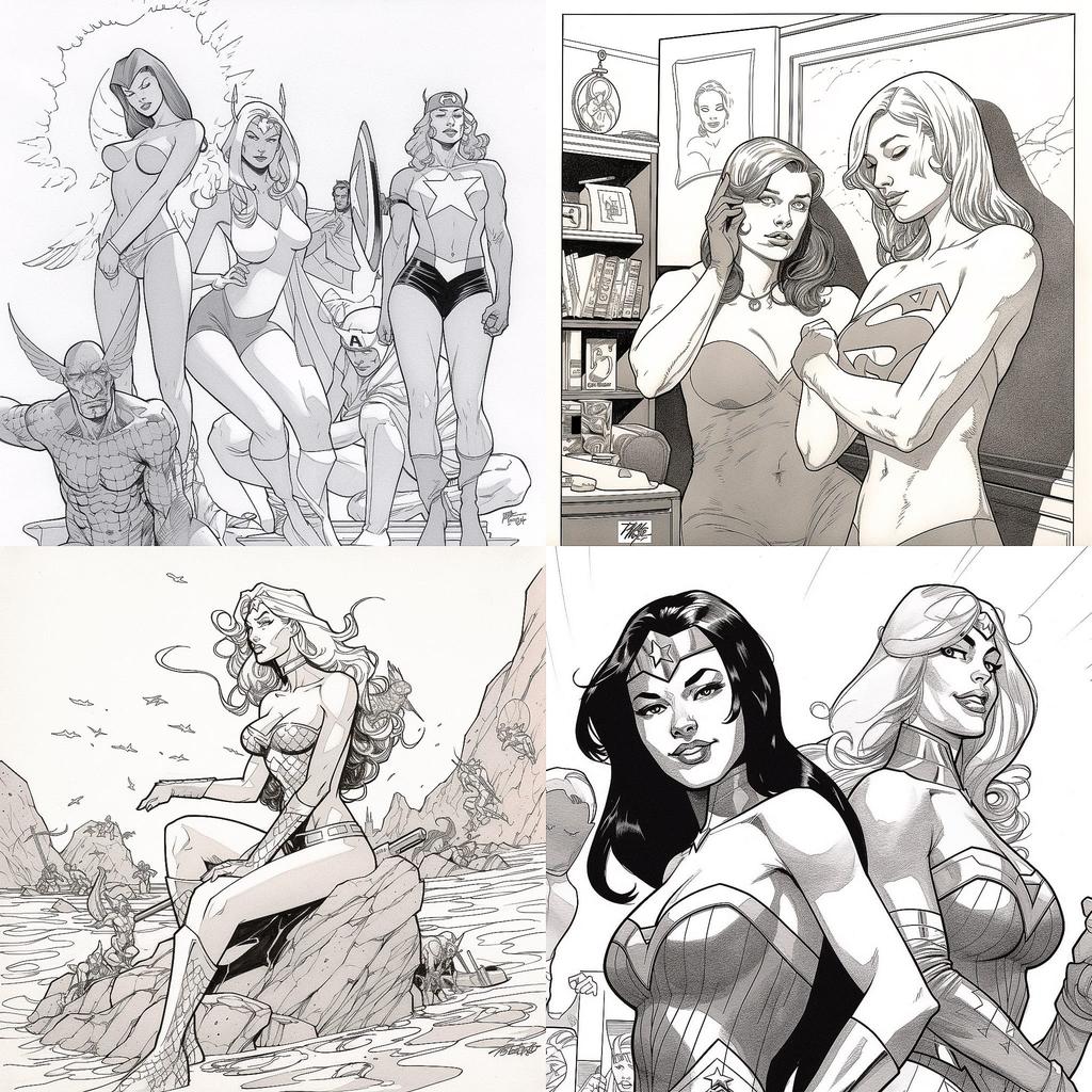 Frank Cho style, Midjourney V5, render 1 of 4