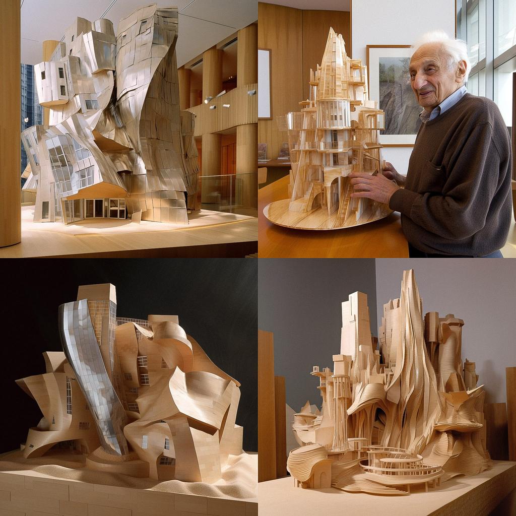 Frank Gehry style, Midjourney V5, render 1 of 4