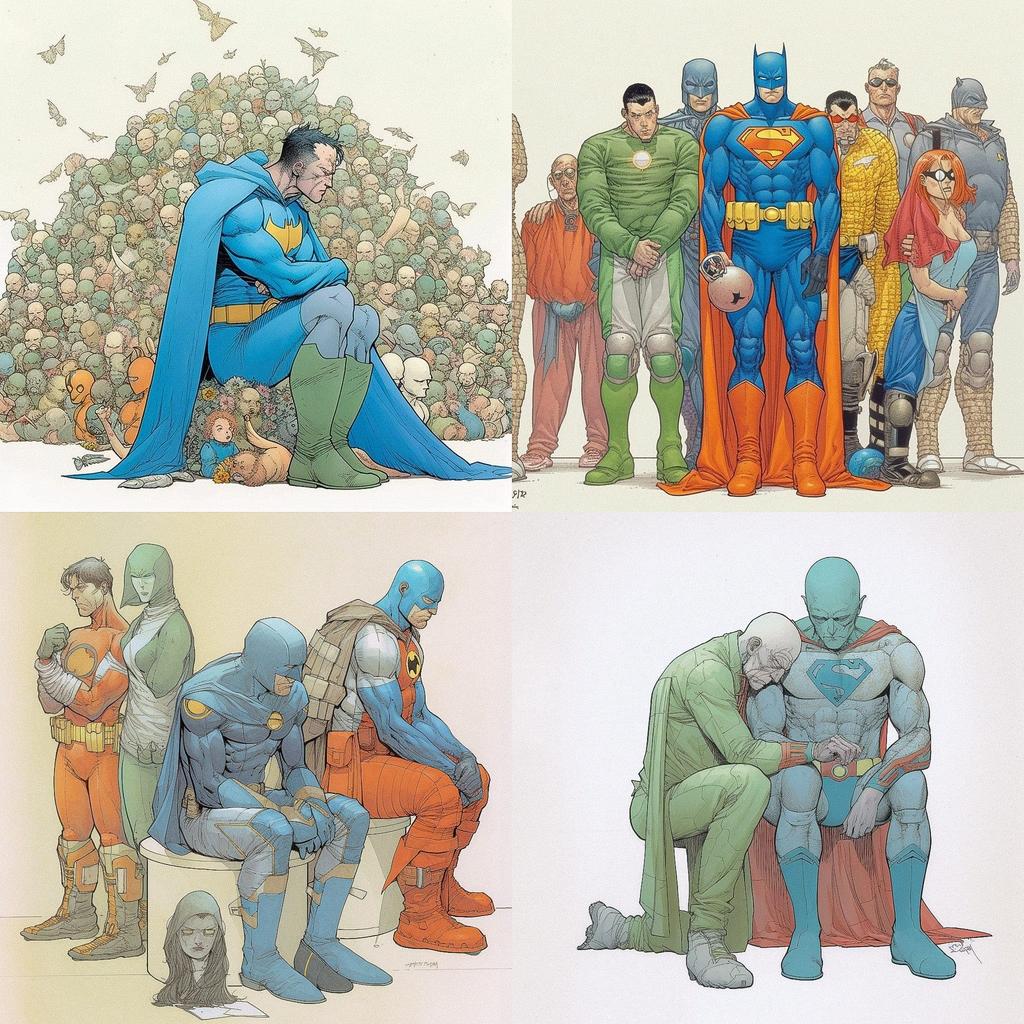 Frank Quitely style, Midjourney V5, render 1 of 4