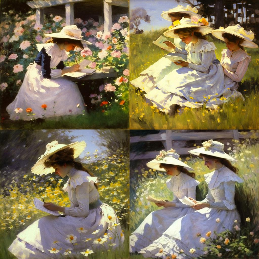 Frank Weston Benson style, Midjourney V5, render 1 of 4