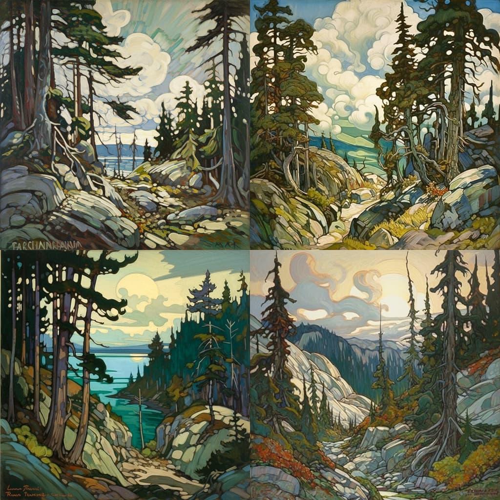 Franklin Carmichael style, Midjourney V5, render 1 of 4