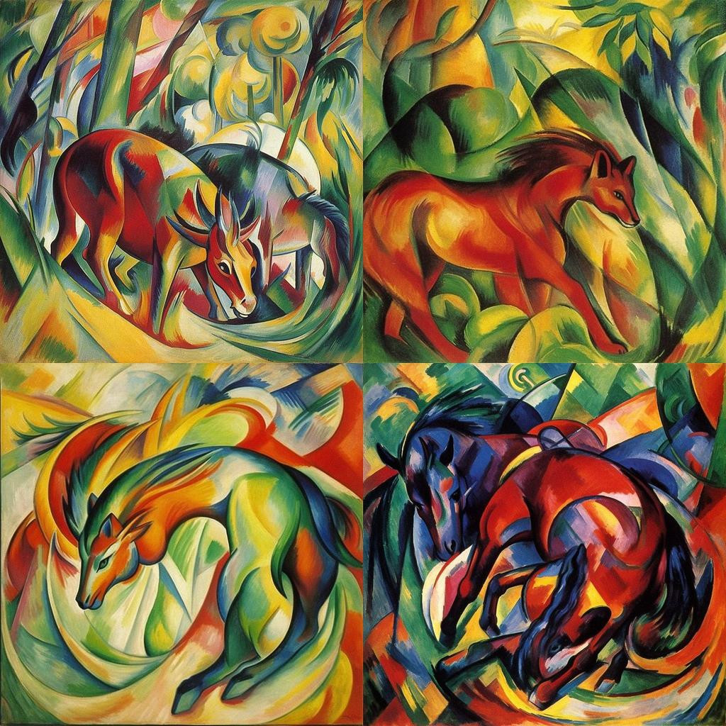 Franz Marc style, Midjourney V5, render 1 of 4