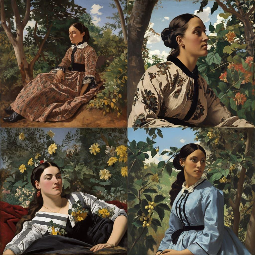 Frederic Bazille style, Midjourney V5, render 1 of 4