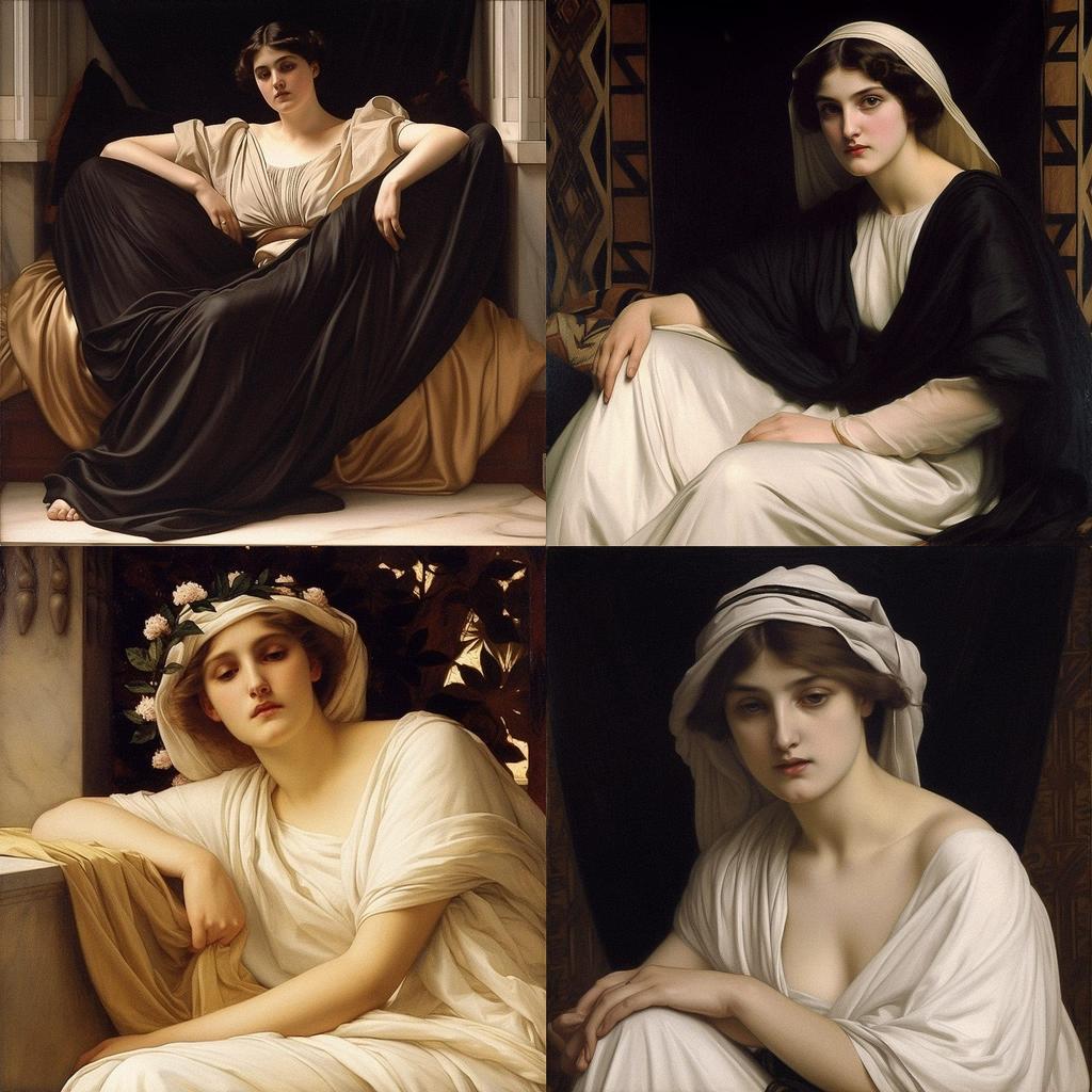 Frederic Leighton style, Midjourney V5, render 1 of 4