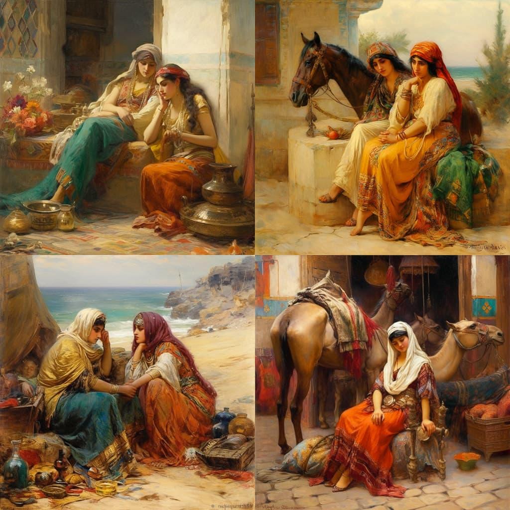 Frederick Arthur Bridgman style, Midjourney V5, render 1 of 4