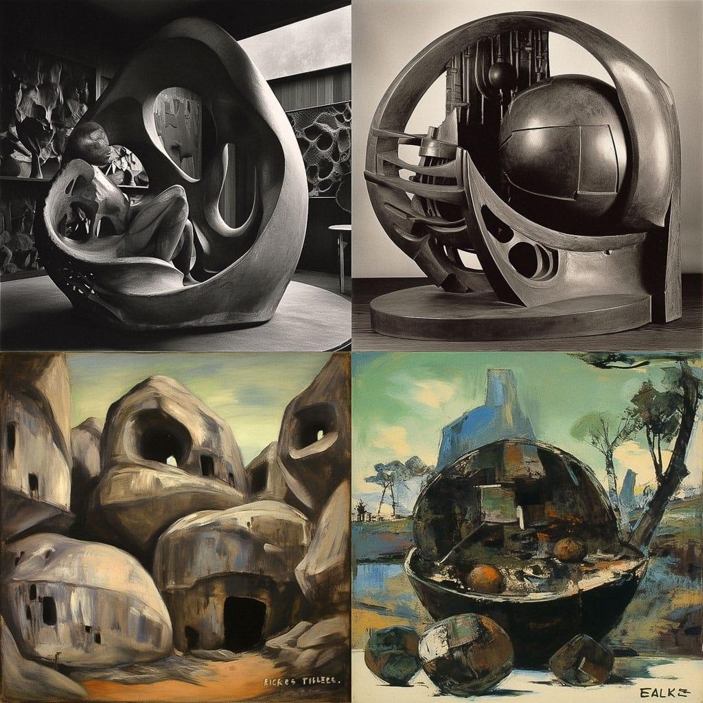 Frederick John Kiesler style, Midjourney V5, render 1 of 4