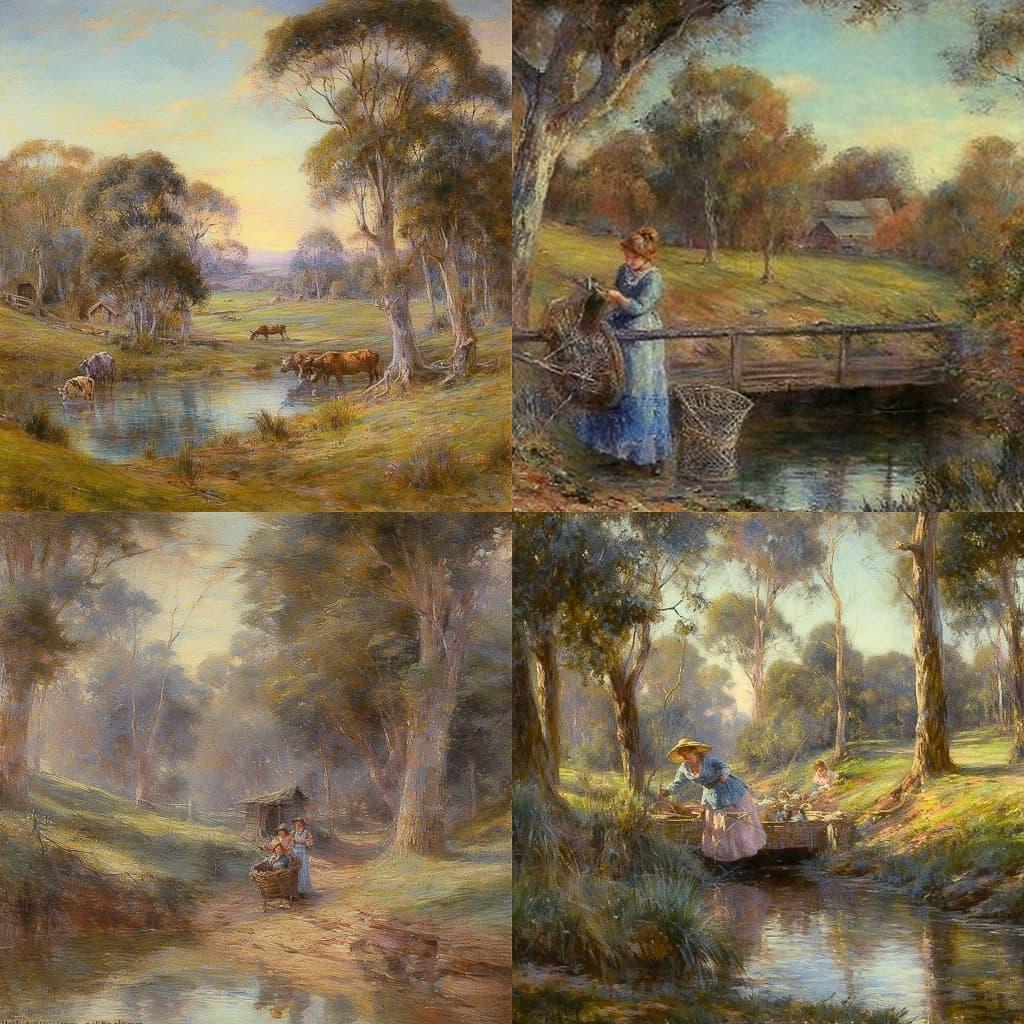 Frederick McCubbin style, Midjourney V5, render 1 of 4