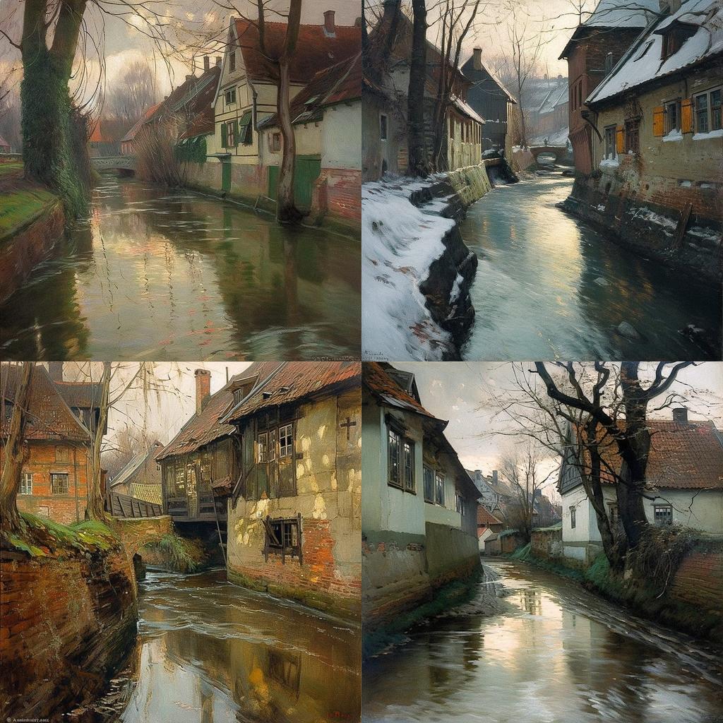 Frits Thaulow style, Midjourney V5, render 1 of 4