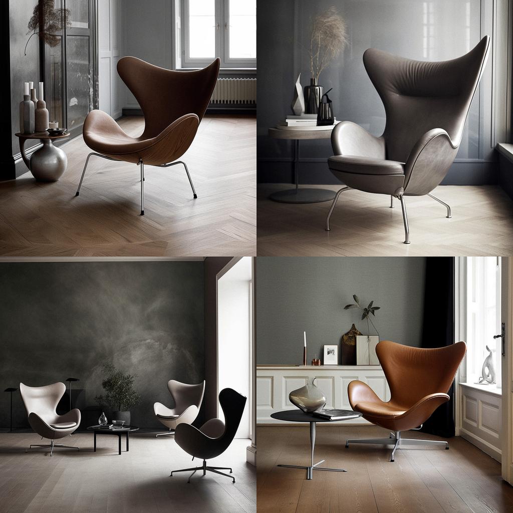 Fritz Hansen style, Midjourney V5, render 1 of 4