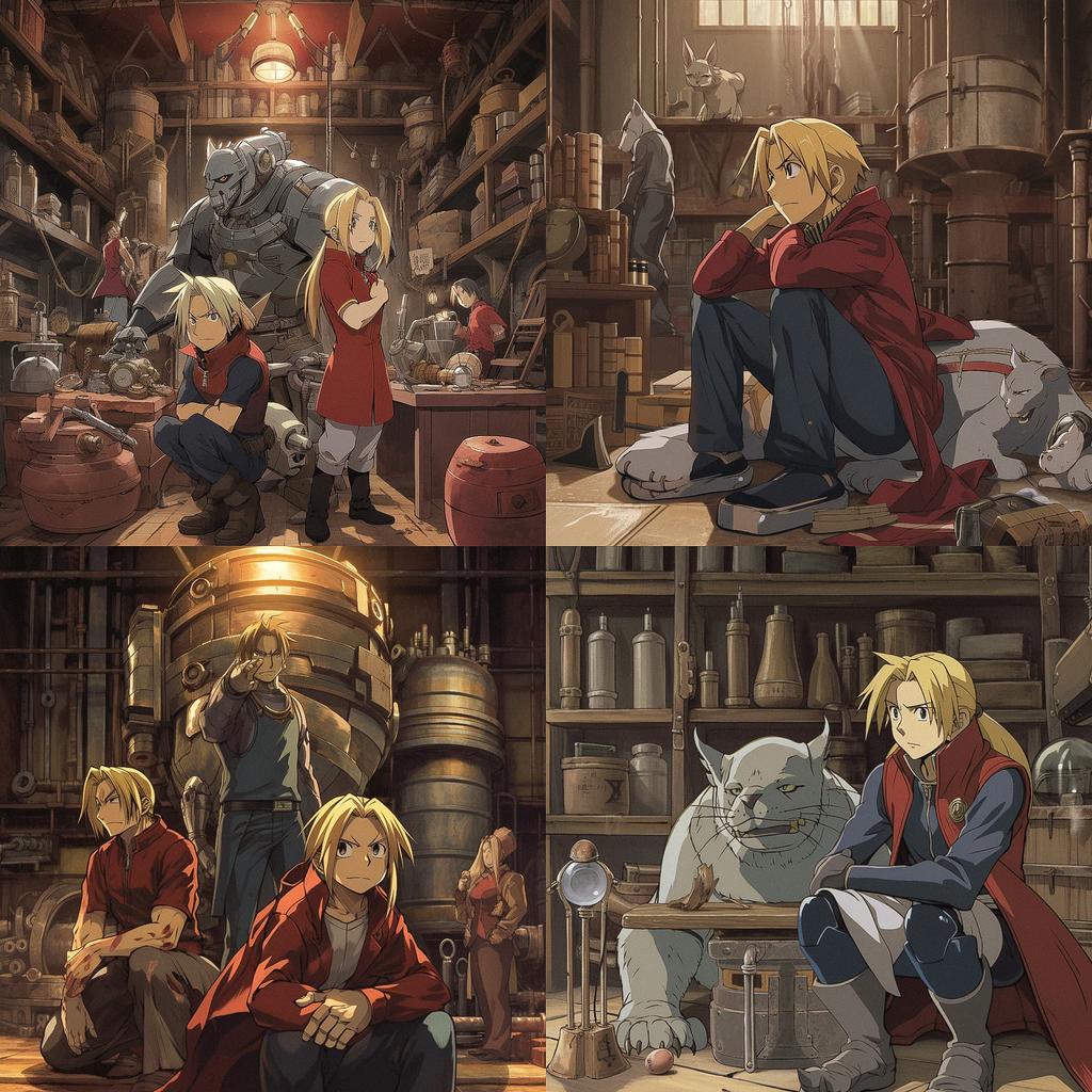Fullmetal Alchemist style, Midjourney V5, render 1 of 4