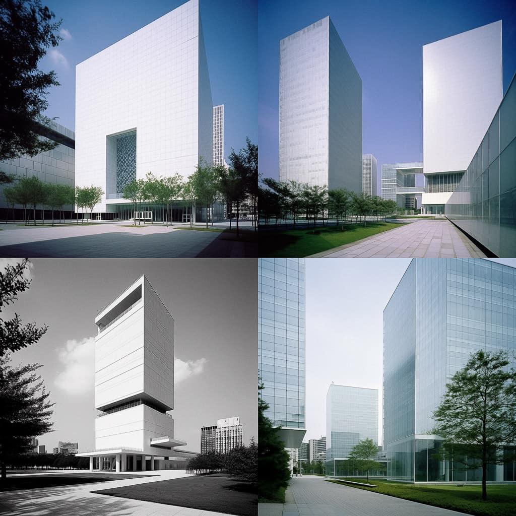 Fumihiko Maki style, Midjourney V5, render 1 of 4