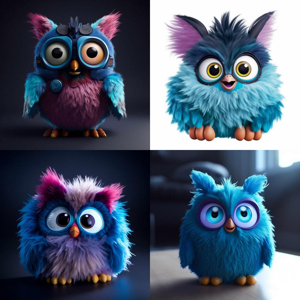 Furby style, Midjourney V5, render 1 of 4