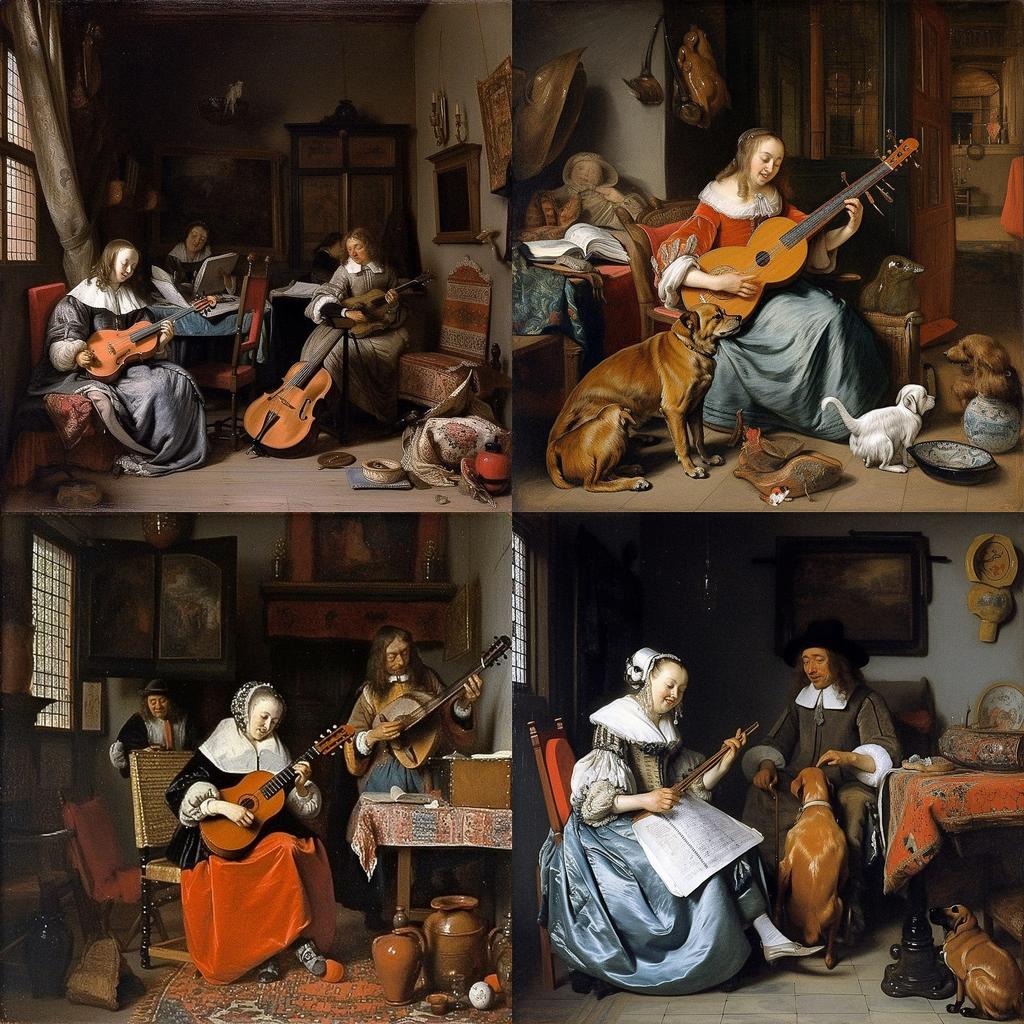 Gabriel Metsu style, Midjourney V5, render 1 of 4