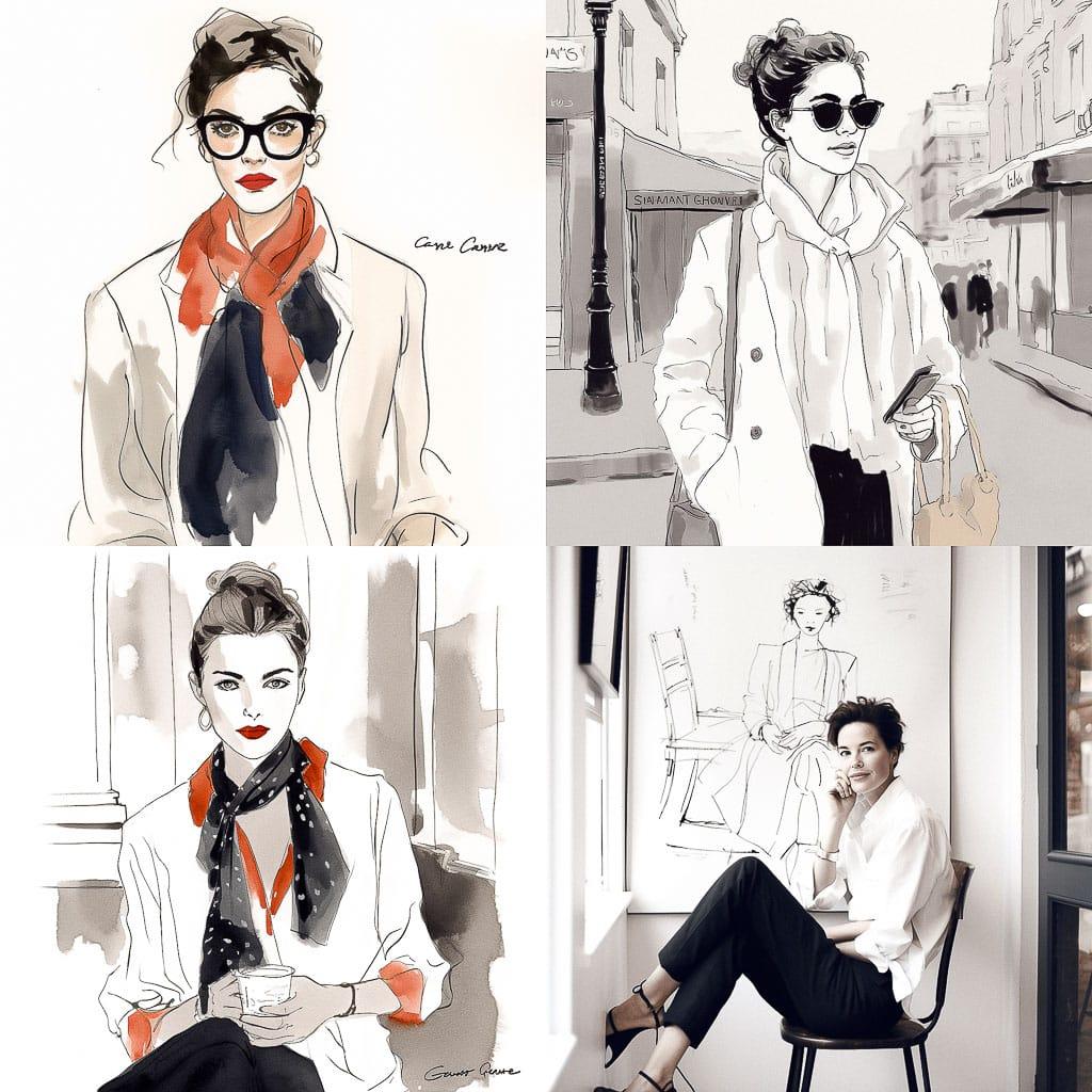 Garance Dore style, Midjourney V5, render 1 of 4