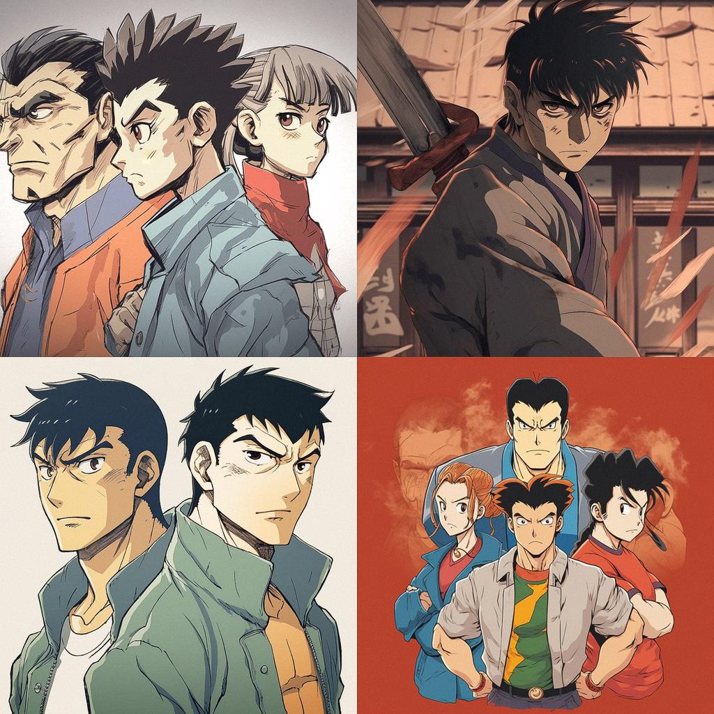 Gekiga anime style style, Midjourney V5, render 1 of 4