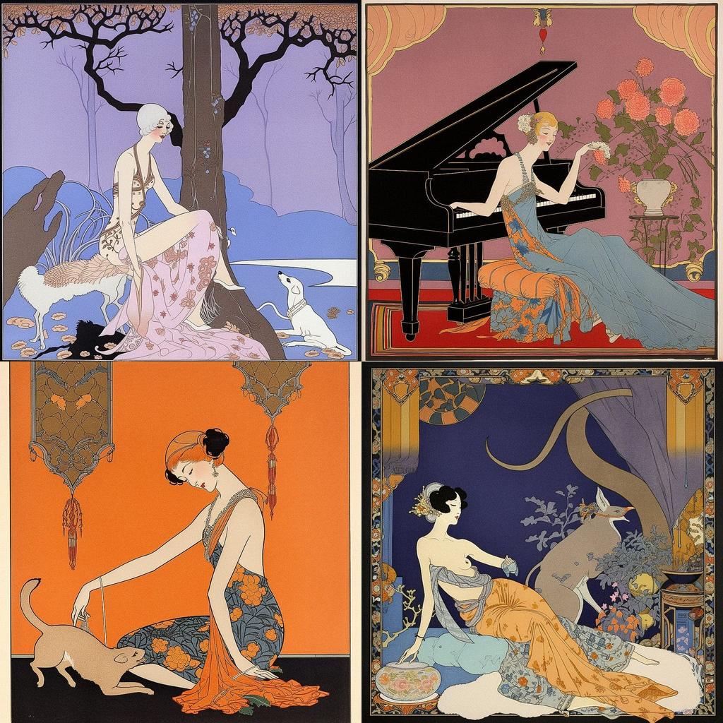 George Barbier style, Midjourney V5, render 1 of 4