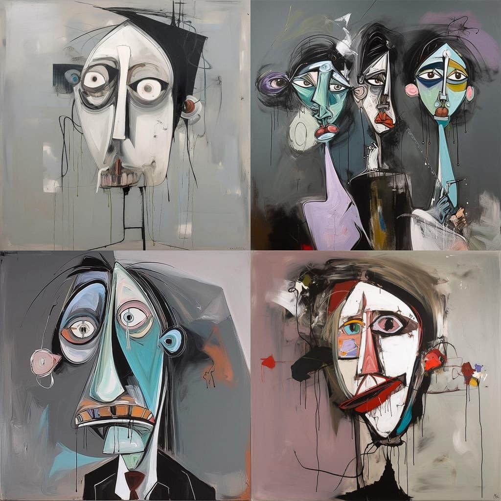 George Condo style, Midjourney V5, render 1 of 4