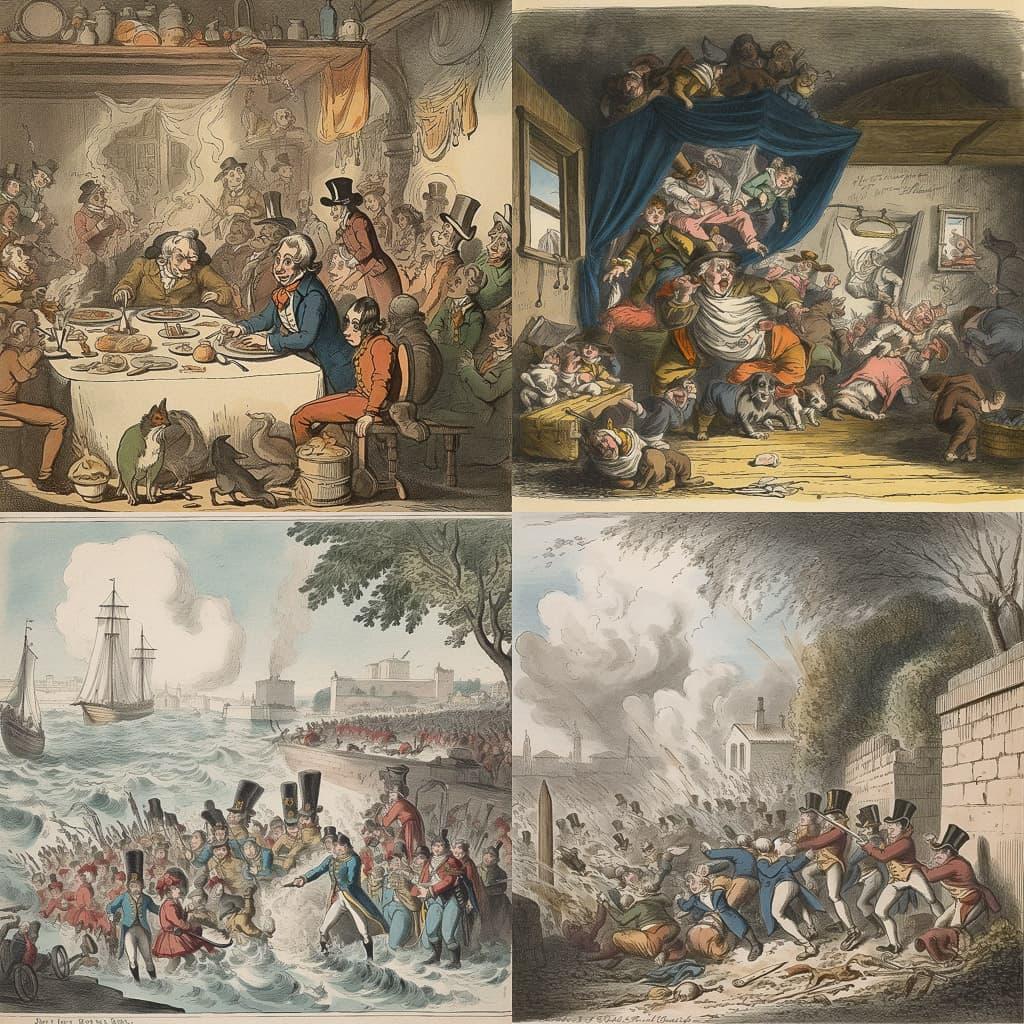 George Cruikshank style, Midjourney V5, render 1 of 4