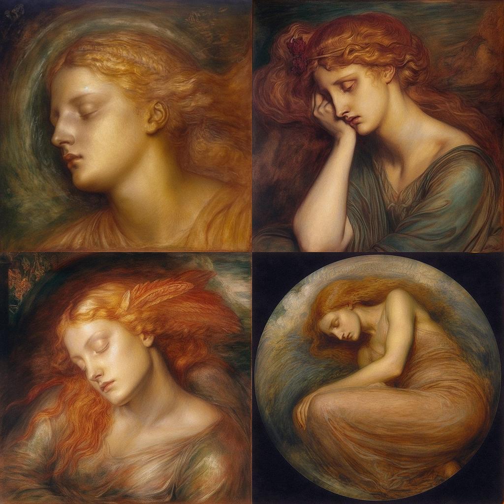 George Frederic Watts style, Midjourney V5, render 1 of 4