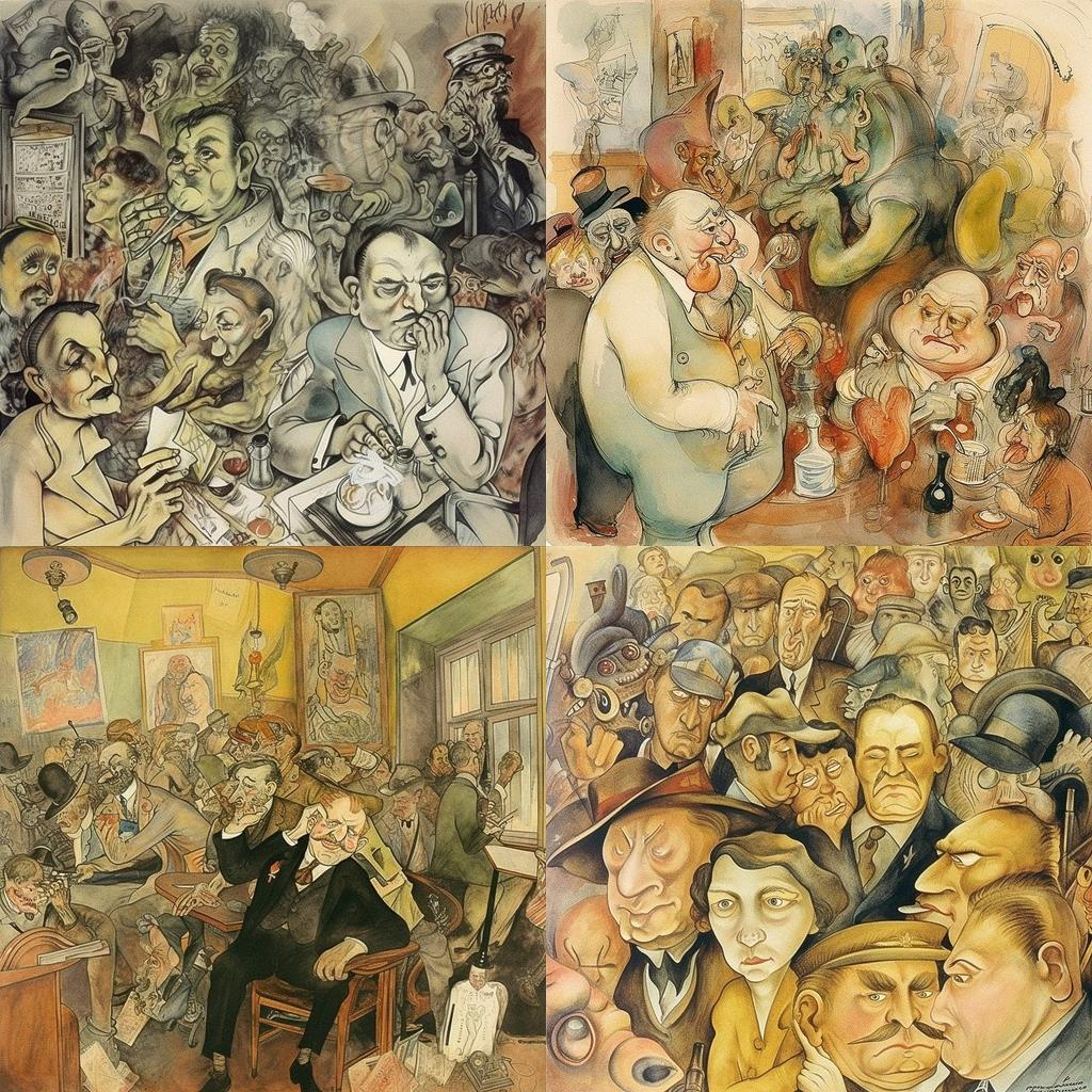 George Grosz style, Midjourney V5, render 1 of 4