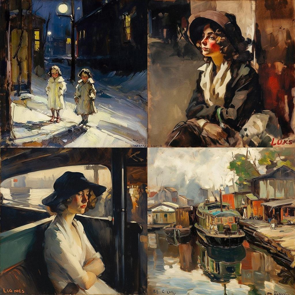 George Luks style, Midjourney V5, render 1 of 4