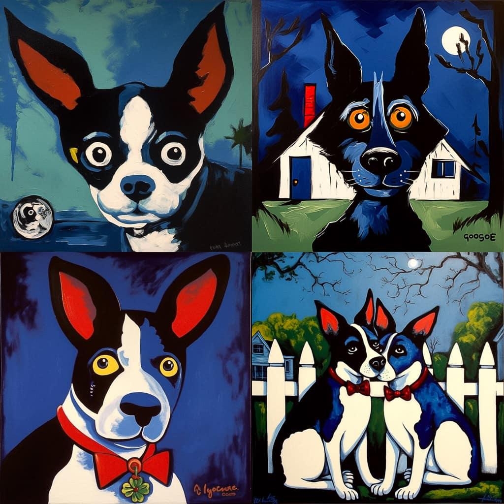 George Rodrigue style, Midjourney V5, render 1 of 4