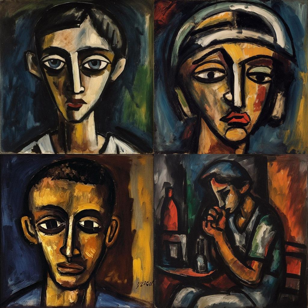 George Rouault style, Midjourney V5, render 1 of 4
