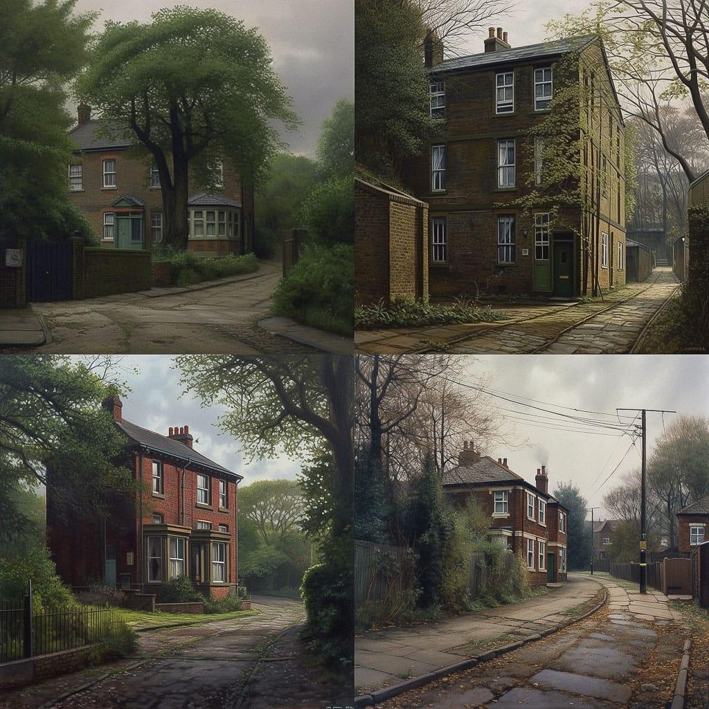 George Shaw style, Midjourney V5, render 1 of 4