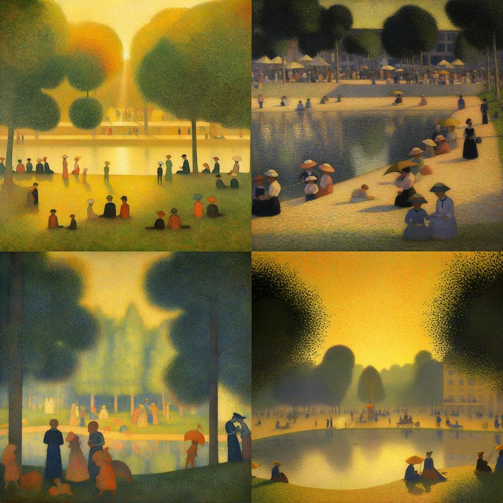 Georges Seurat style, Midjourney V5, render 1 of 4