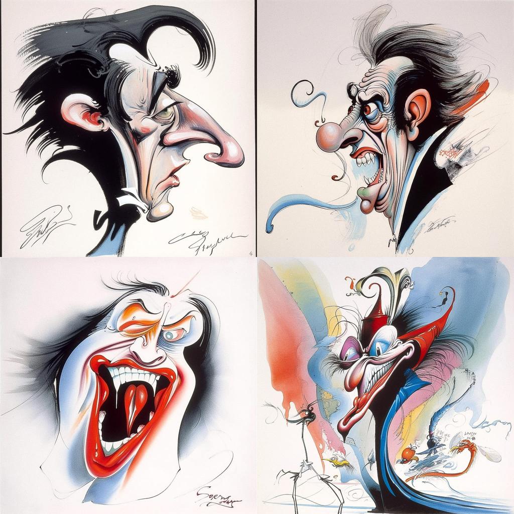 Gerald Scarfe style, Midjourney V5, render 1 of 4