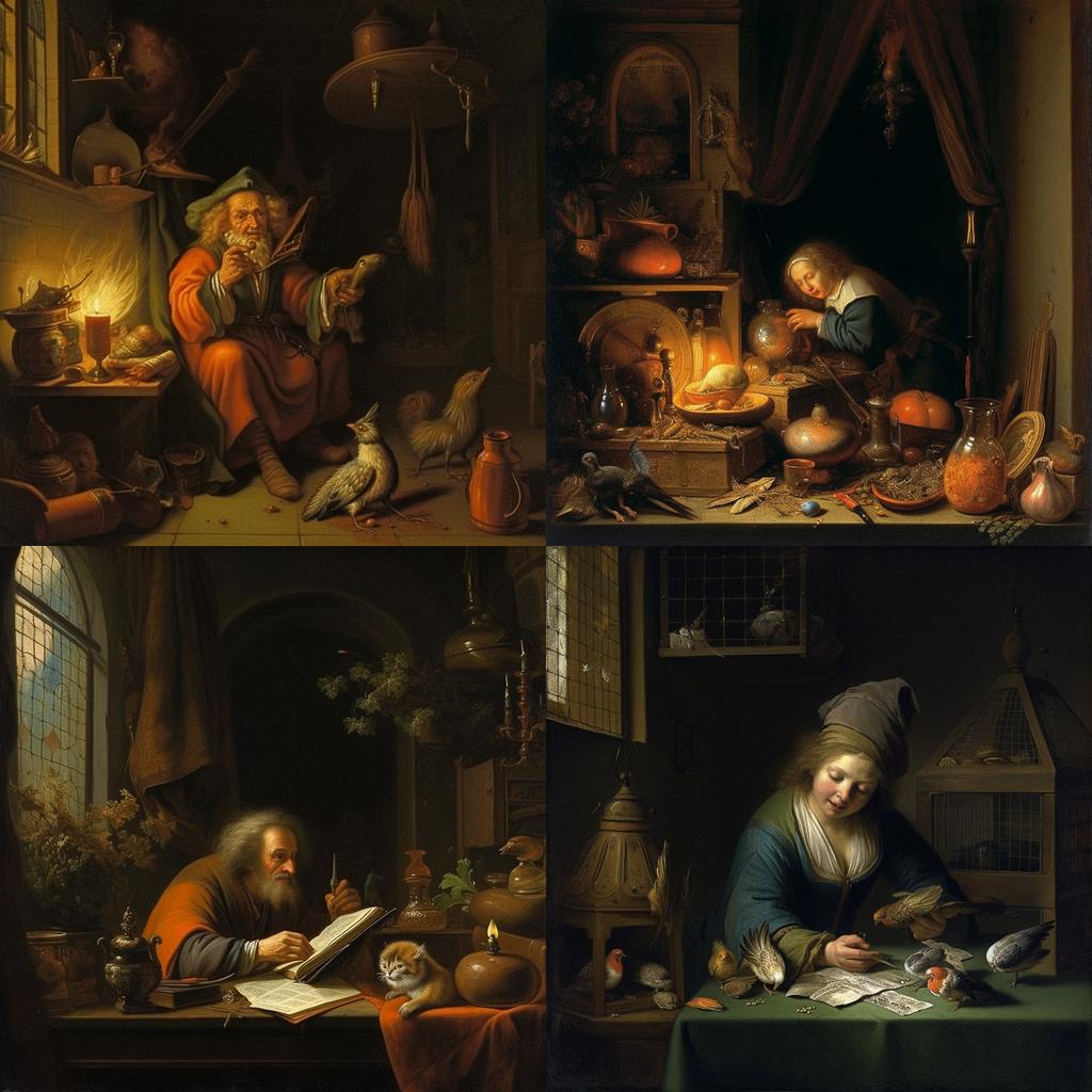 Gerrit Dou style, Midjourney V5, render 1 of 4