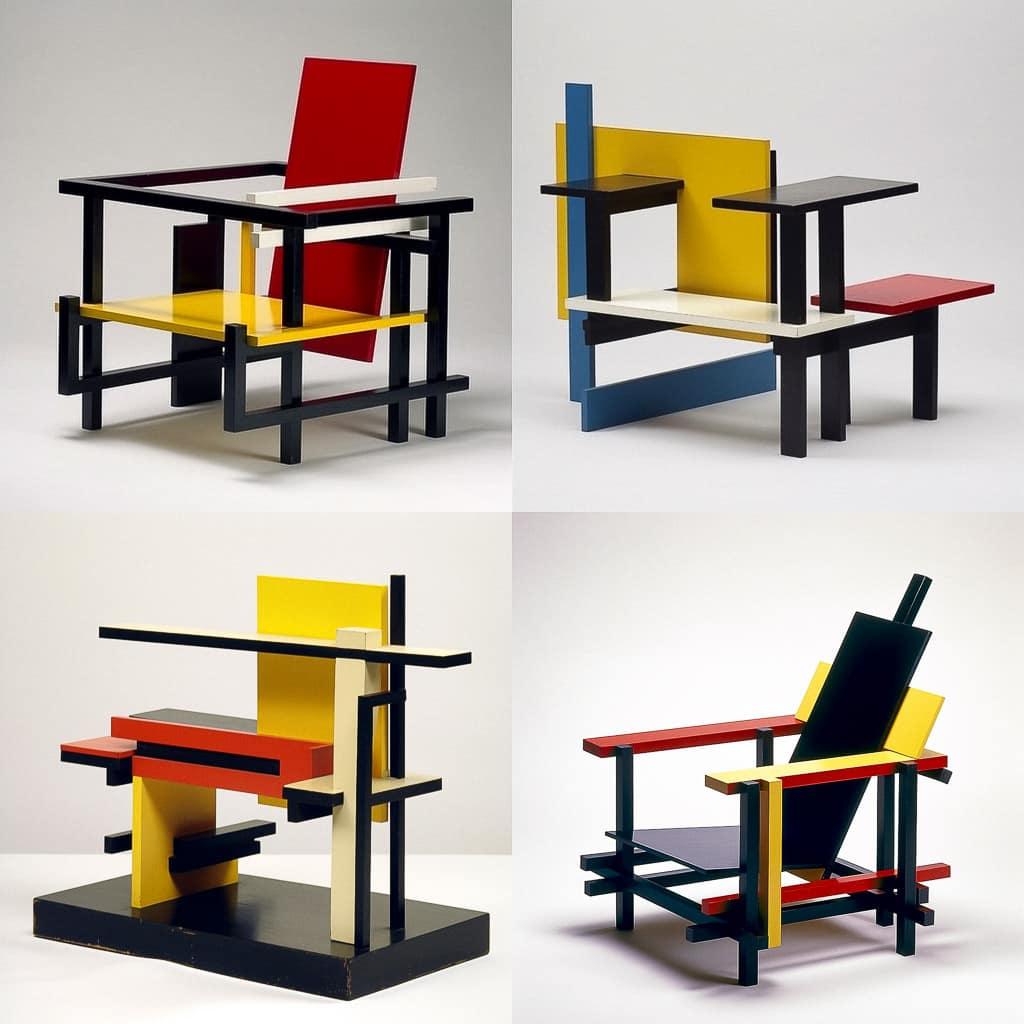 Gerrit Rietveld style, Midjourney V5, render 1 of 4