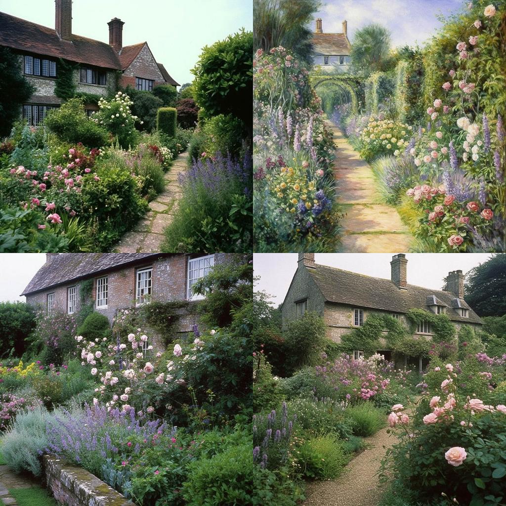 Gertrude Jekyll style, Midjourney V5, render 1 of 4