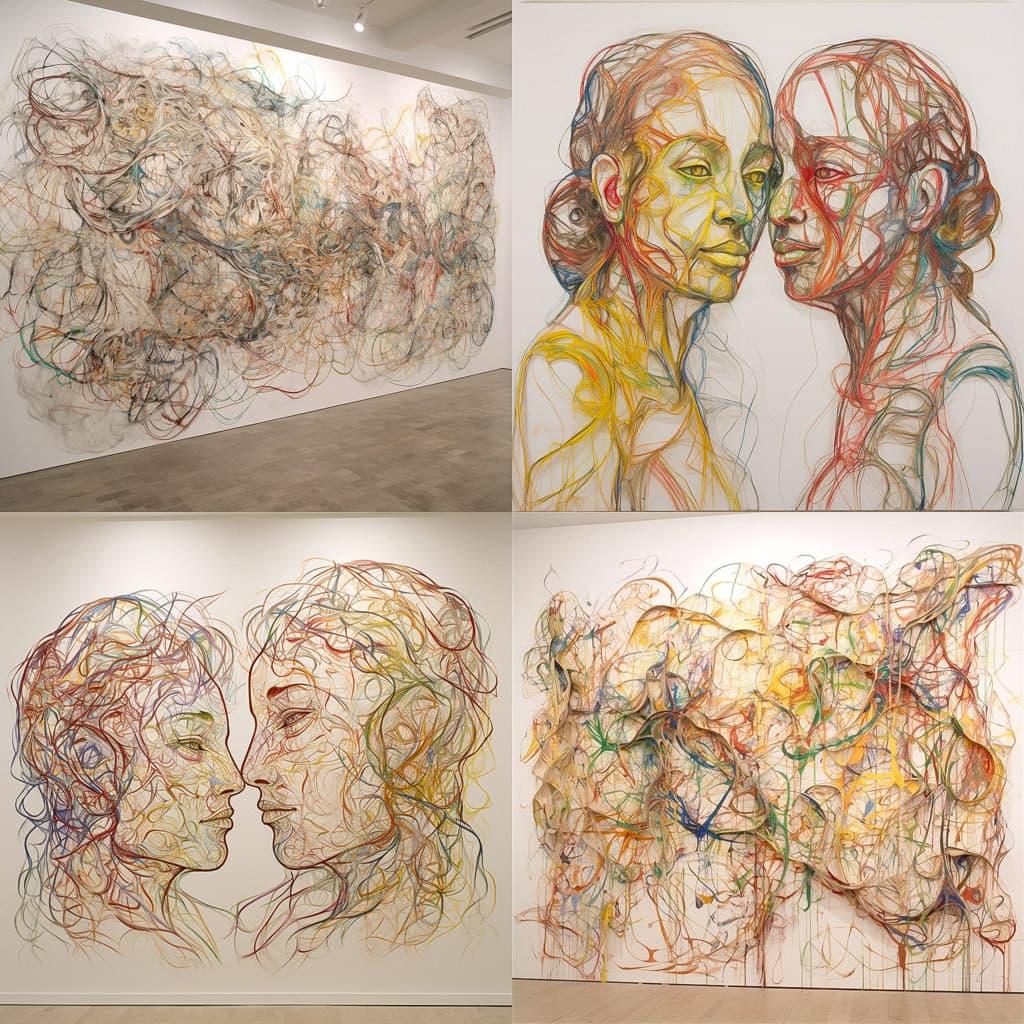 Ghada Amer style, Midjourney V5, render 1 of 4