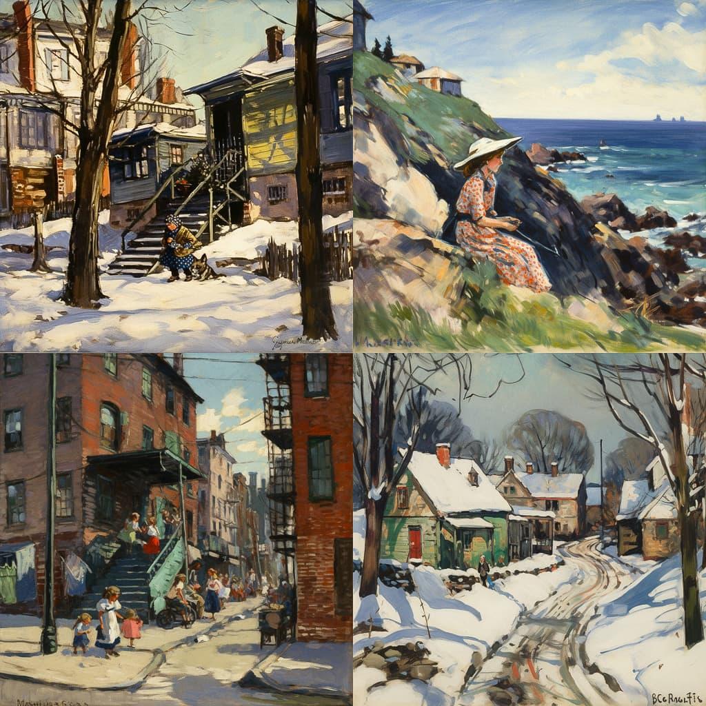 Gifford Beal style, Midjourney V5, render 1 of 4