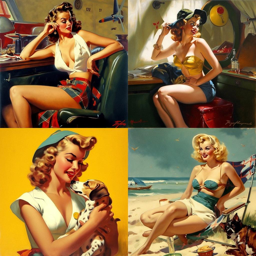 Gil Elvgren style, Midjourney V5, render 1 of 4