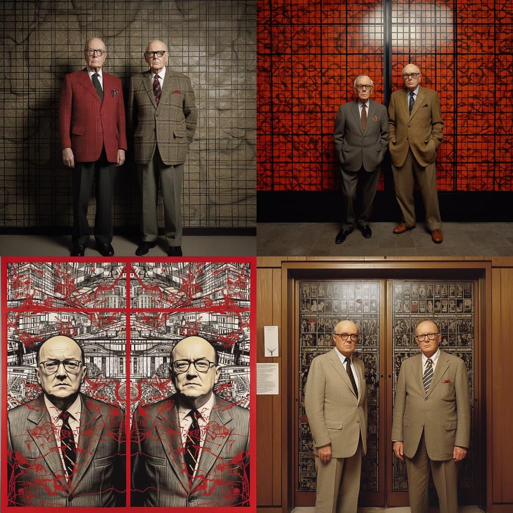 Gilbert and George style, Midjourney V5, render 1 of 4