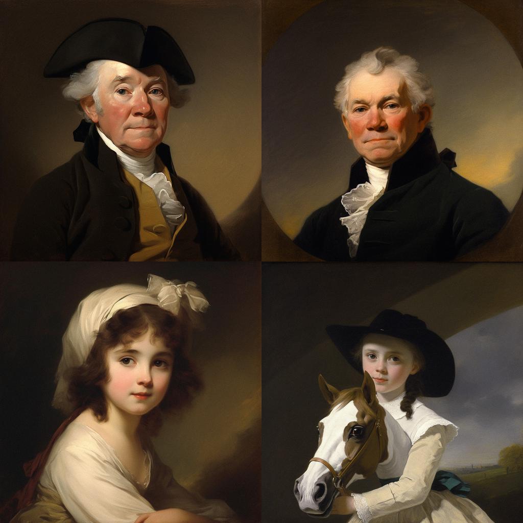 Gilbert Stuart style, Midjourney V5, render 1 of 4